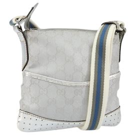 Borsa a Spalla GG Canvas Gucci Argento 147671 Auth 155220