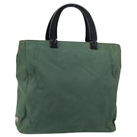 PRADA Borsa a mano in nylon verde argento Auth 151462