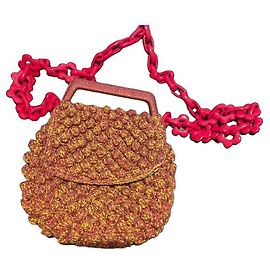 Missoni Borsa in Crochet Metallizzato Dorato con Catena a Fiore in Resina