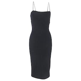 Vestido midi ajustado sin mangas con corte en la espalda en modal negro de Alexander Wang