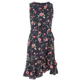 Michael Kors Kollektion Mini-Kleid mit Floralprint und Gürtel aus mehrfarbiger Viskose