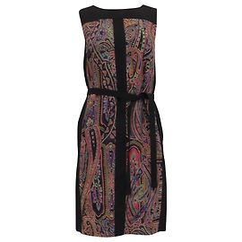 Vestido Mini Cinturón con Estampado Paisley Etro en Lana Multicolor