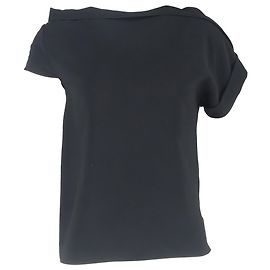 Blusa asimétrica de cuello barco en poliéster negro Roland Mouret