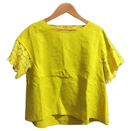 Autre Marque Top de Lino con Mangas de Encaje ANTIPAST