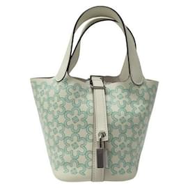 NEUE HERMES PICOTIN 14 LOCK MICRO LUCKY DAISY SWIFT NATA GRÜNE TASCHEN - Hermès