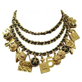 VINTAGE CHANEL GÜRTEL HALSKETTE MIT KETTENMEDAILLON GLÜCKSCHARMS GOLD - Chanel