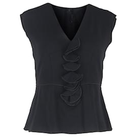 Top peplum con volantes en poliéster negro de Marc Jacobs