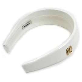 Fascia per capelli in pelle lucida Miu Miu