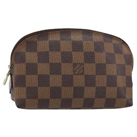LOUIS VUITTON Pochette Cosmetica PM Damier Ebene N47516 Auth LV 159687