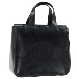 Borsa a Mano GUCCI Smalto Nero Argento 000 1013 0504 Auth ep12446