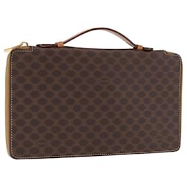 Céline Custodia da Viaggio in Tela Macadam CELINE in Pelle PVC Marrone Oro Auth ki6242