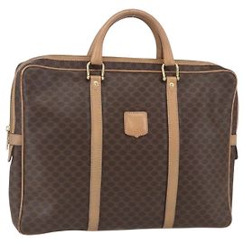 Céline Borsa da lavoro in tela Macadam CELINE in pelle PVC marrone e oro Auth mr1694