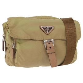 Borsa a Spalla PRADA Nylon Beige Argento Autentica ki6222