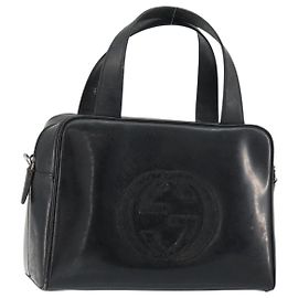 GUCCI Handtasche Emaille Schwarz Silber 000 1274 0505 Auth ep12304