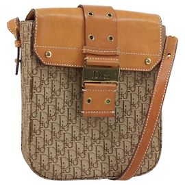 Christian Dior Trotter Canvas Schultertasche Braun Gold Auth 158816
