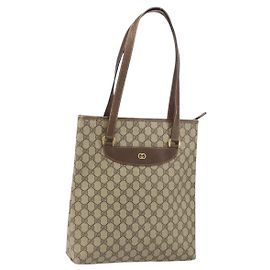 Gucci Borsa Tote GG Supreme in PVC beige e oro Auth ep12338