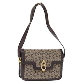 BORSO A SPALLA IN CANVAS BEIGE E ORO CÉLINE C SULKY CARRIAGE Auth 159163