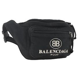 Balenciaga Körpertasche aus Canvas Schwarz 482389 Auth ka873