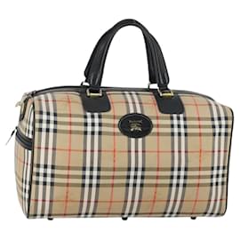 Autre Marque Borsa Boston in tela Nova Check Burberrys beige oro Auth 155390