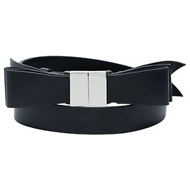 Cintura in pelle nera con nastro Balenciaga