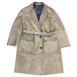 Reversibler Leder-Trenchcoat von Loro Piana Beige/Dunkelblau