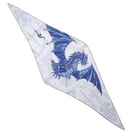 Sciarpa in seta e cashmere blu e bianco Hermès