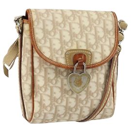 Borsa a spalla romantica in tela Trotter Christian Dior PVC beige argento autentica 156500