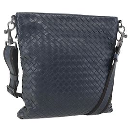 Autre Marque Schultertasche aus Leder Intrecciato Bottega Veneta Navy Auth ka844