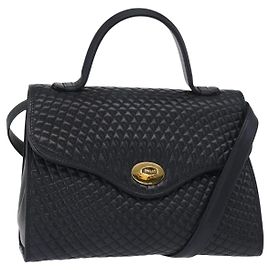 BALLY Borsa a Spalla in Pelle 2 in 1 Blu Navy Oro Auth 156489