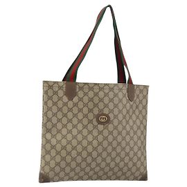 GUCCI GG Supreme Web Sherry Line Tote Bag aus PVC Beige 002 63 0048 Auth gh1436