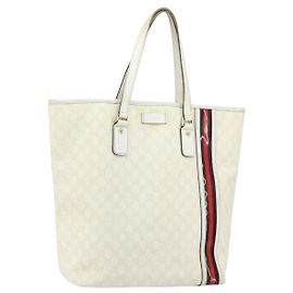 Gucci Borsa Tote GG Supreme in PVC pelle bianca e oro 152630 Auth bs31729