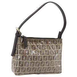 Pochette in tela Zucchino FENDI Smalto Beige Oro Auth 156480