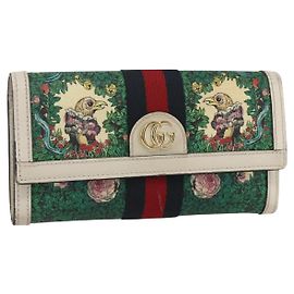 GUCCI GG Marmont Sherry Line Portafoglio Yuko Higuchi PVC Verde 523153 Auth 158662SAM
