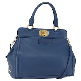 Borsa a mano Miu Miu in pelle 2 in 1 blu oro Auth 156133