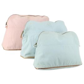 Hermès Pochette Bolide HERMES in tela 3 pezzi Azzurro Chiaro Rosa Auth 156298