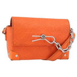 LOUIS VUITTON Taurillon Clemence Steamer Borsa Portafoglio Indossabile Arancione Auth 156540