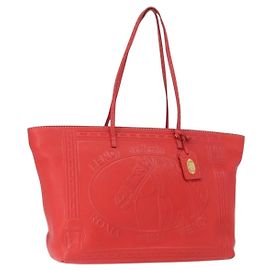 FENDI Celeria Tote Bag aus rotem Leder mit Gold Auth ka885