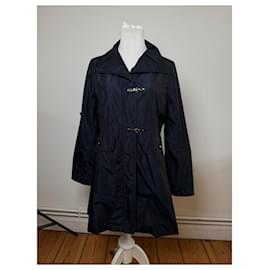 Trench coat corto de poliéster vintage Courreges azul marino 38/M
