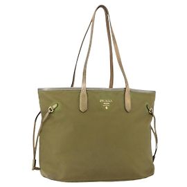 PRADA Borsa a mano in nylon khaki oro Auth 159131