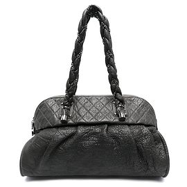 Borsa a spalla in pelle grigio scuro Chanel - Anni 2000