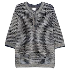Chanel Strickpullover in Blau und Beige - 2000er