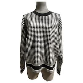 Dior Hahnentritt Kaschmir Pullover Schwarz Weiß