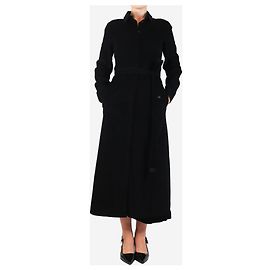 Autre Marque Schwarzes Cordhemdkleid mit Gürtel - Größe UK 8