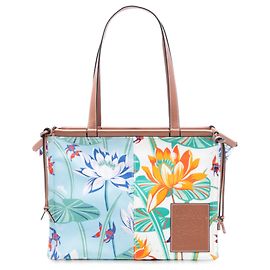 LOEWE Green Paulas Ibiza Small Canvas Waterlily Print Cushion Tote