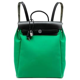 Zaino Hermès Green Toile Herbag A Dos Zip Retourne