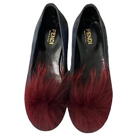 Fendi Wildleder Ballerinas für Mädchen Blau
