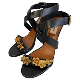 Valentino Garavani Leder-Sandalen mit Blumenmotiv