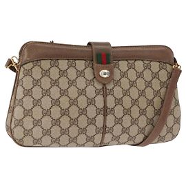 Borsa Sherry Line GG Supreme Web di GUCCI in PVC beige e oro 904 02 043 Auth ka921