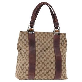 Borsa Tote in Tela GG Gucci Beige Argento 232946 Auth ep12263