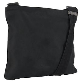 Borsa a Spalla PRADA Nylon Argento Nero Auth ep12326
